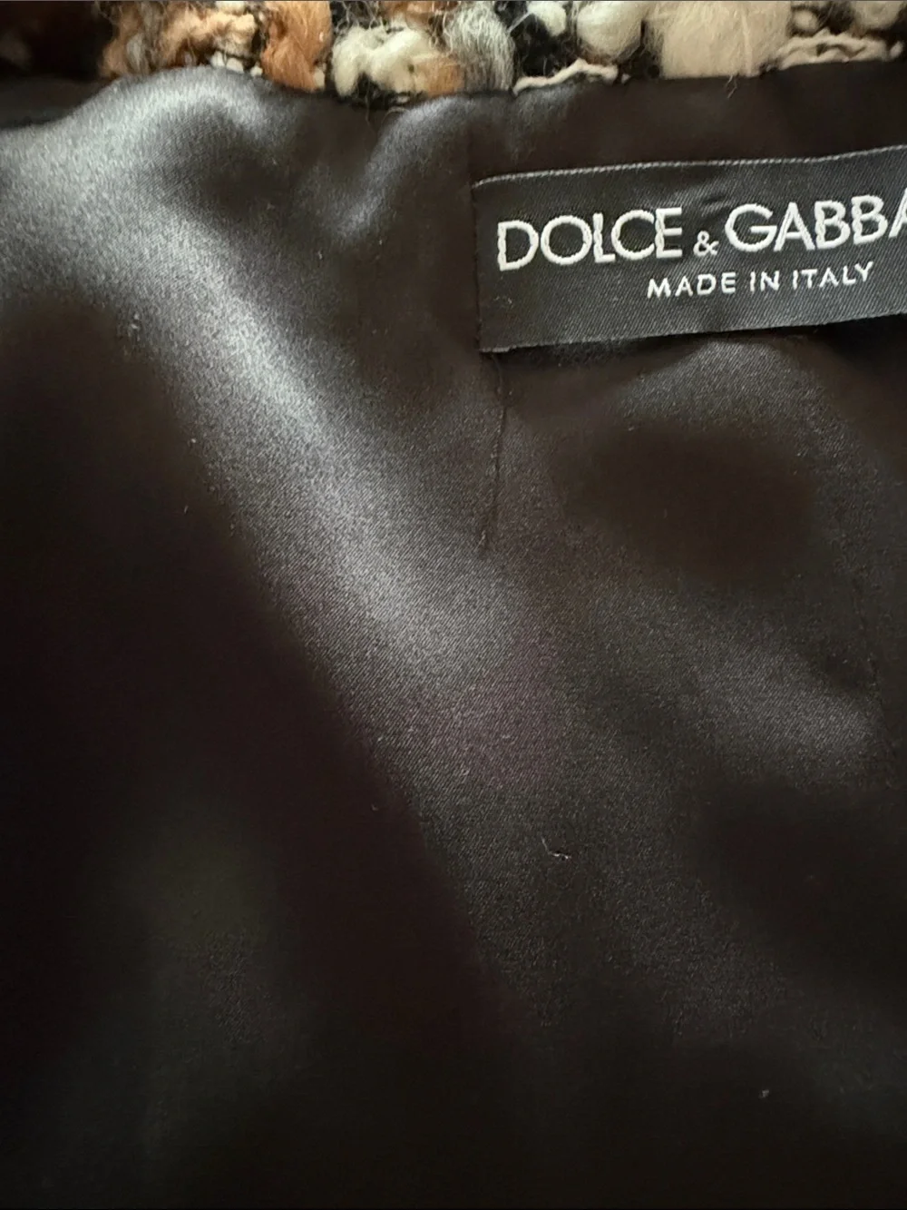 Dolce & Gabbana Brown Black White Tweed Blazer Jacket 42 , 3/4 sleeve .